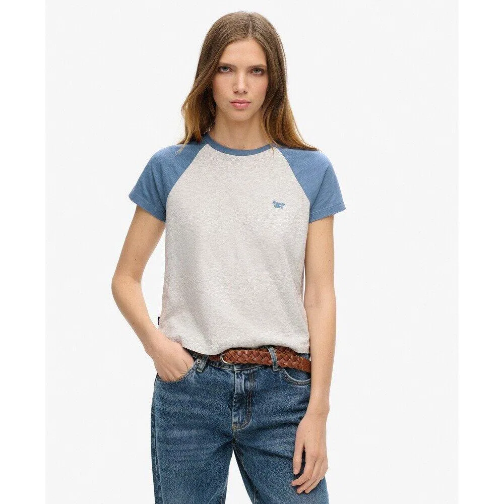 Женская футболка с принтом Retro Logo Flame Superdry Essential, Blau — фото 2