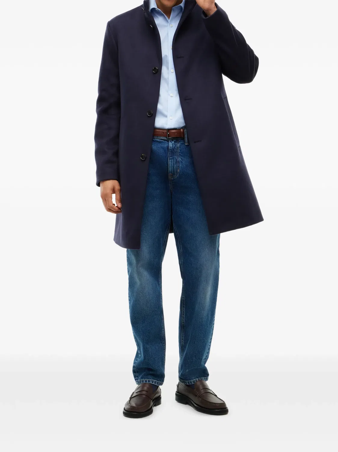 Пальто с воротником-стойкой, синее Tommy Hilfiger, синий — фото 4