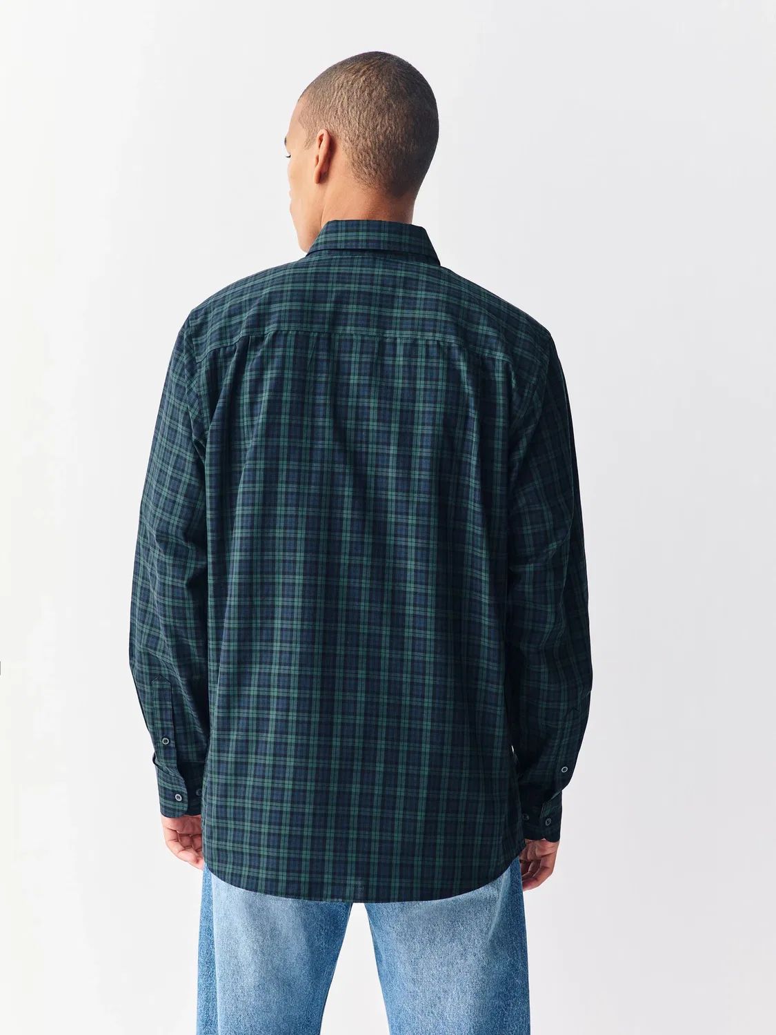 Оксфордская рубашка, зеленая микро-блеквотч, Regular Fit Next — фото 4