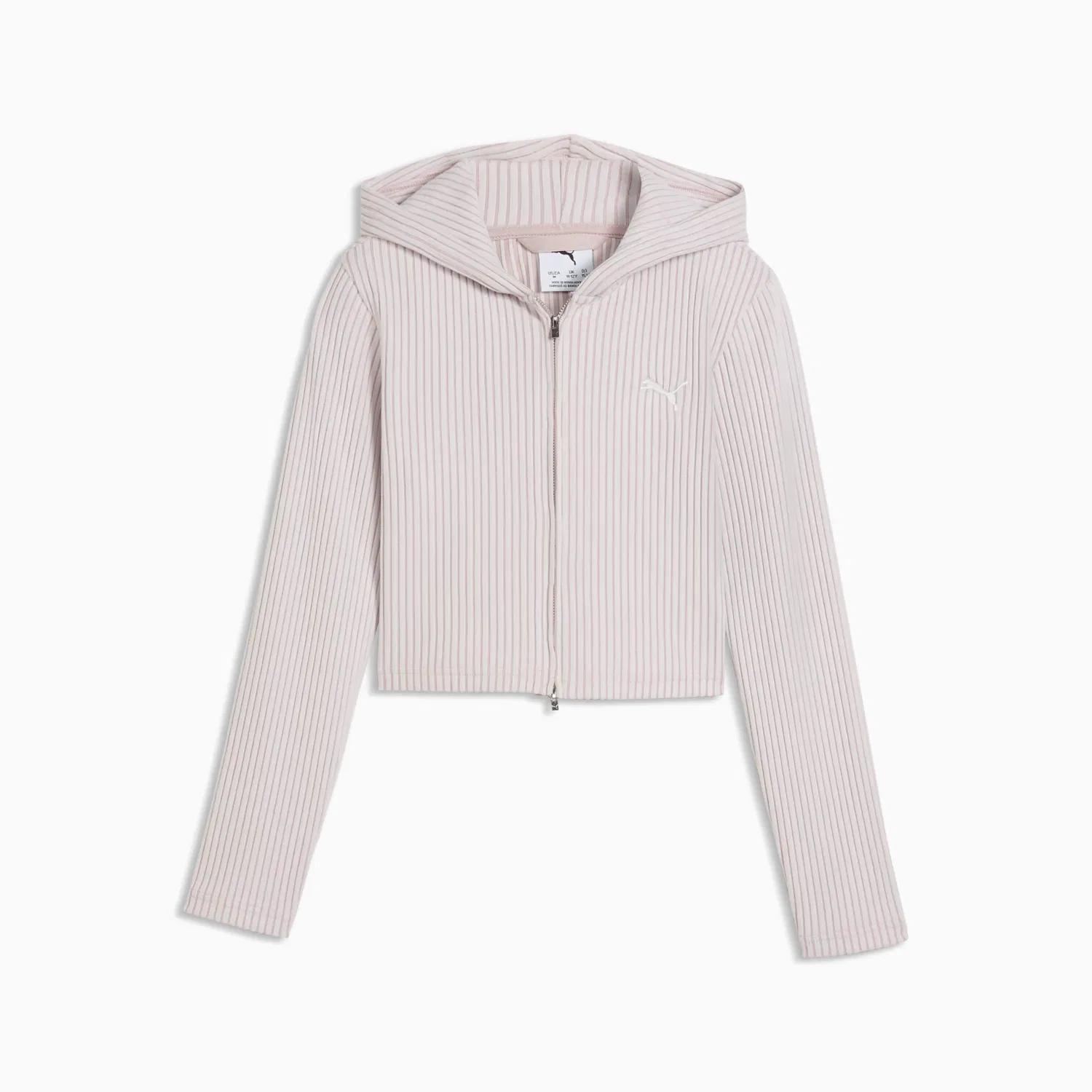 Детская толстовка на молнии в рубчик Puma Essentials, Misty Pink Heather — фото 4