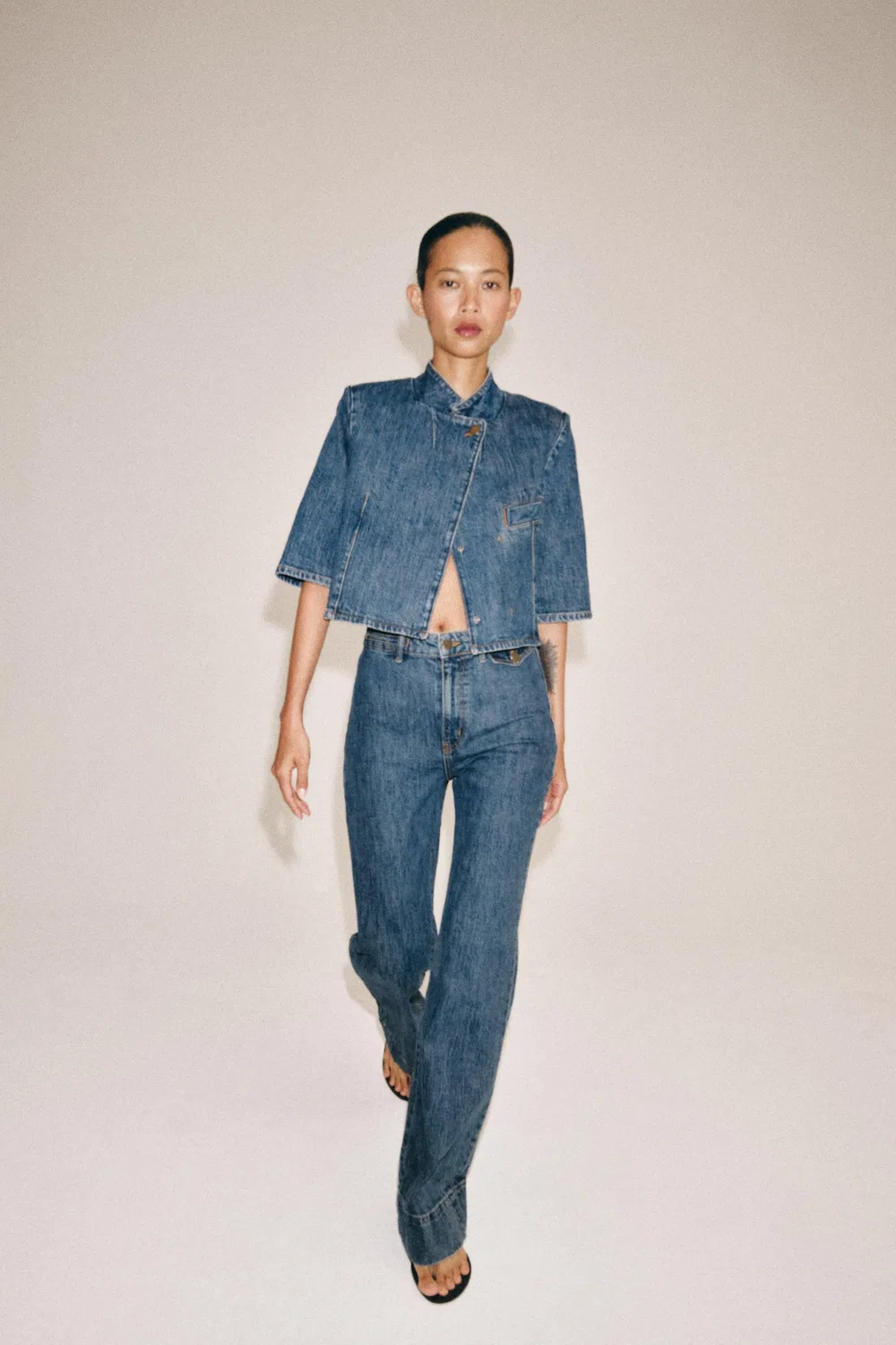 Укороченный джинсовый пиджак из коллекции ZW ZARA, Blue