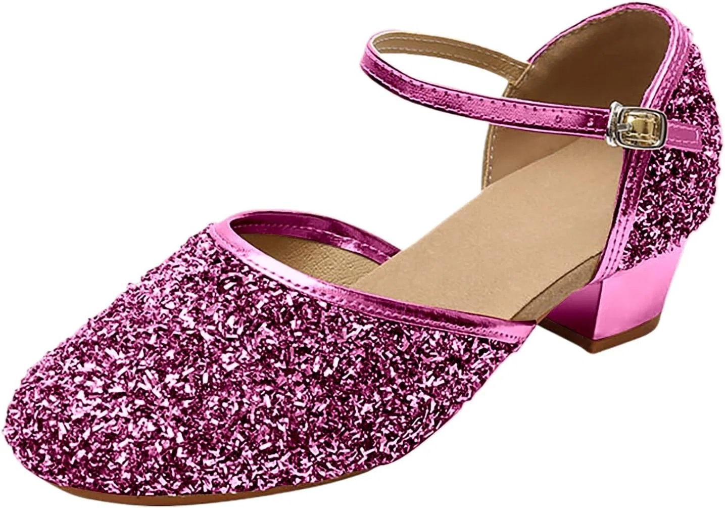 Детские туфли для девочек с блестками и ремешком на щиколотке Mary Jane HBDHEJL, Hot Pink