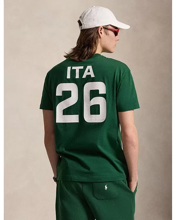 Мужская футболка с принтом Classic Fit Italy Polo Ralph Lauren, зеленый — фото 3
