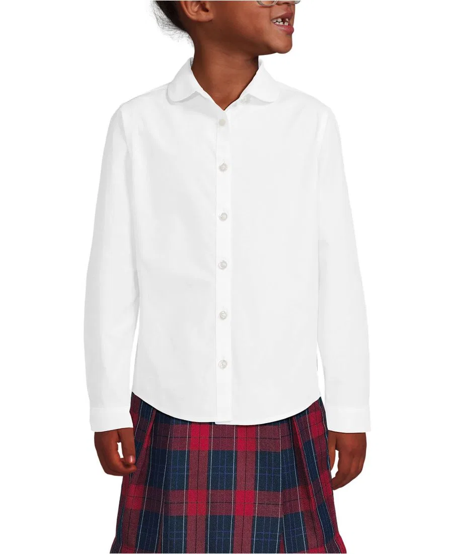 Детская рубашка с длинным рукавом Lands' End, White