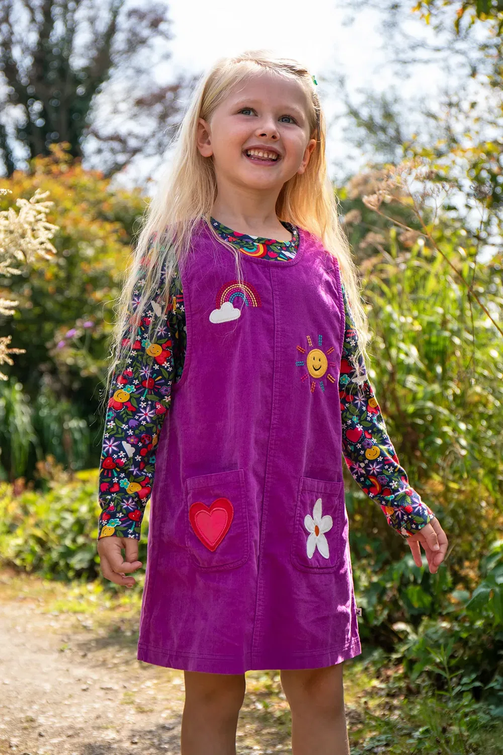 Детское платье-сарафан из вельвета Becky Frugi, Purple — фото 2
