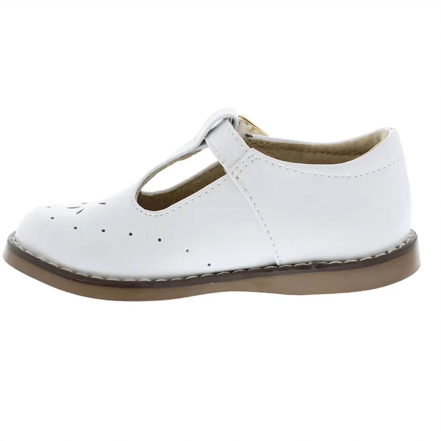 Детские туфли Мэри Джейн для девочек на пряжке T-Bar из кожи Sherry Footmates, White — фото 4
