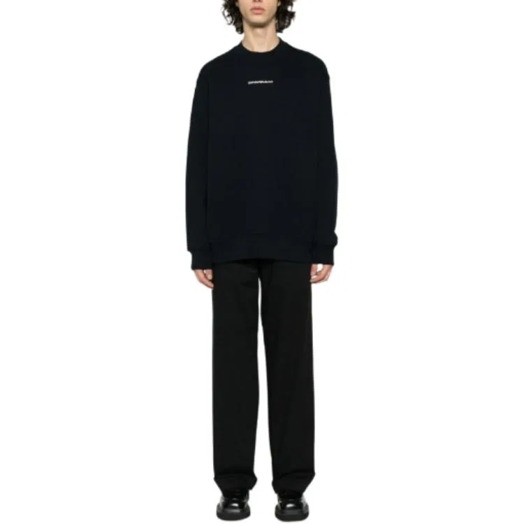Мужской свитшот с диагональным переплетением и вышивкой логотипа Emporio Armani, Black — фото 3