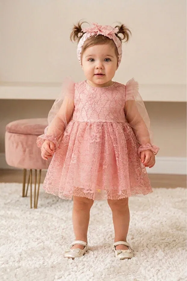 Детское платье для девочек кружевное Eray Kids, Powder