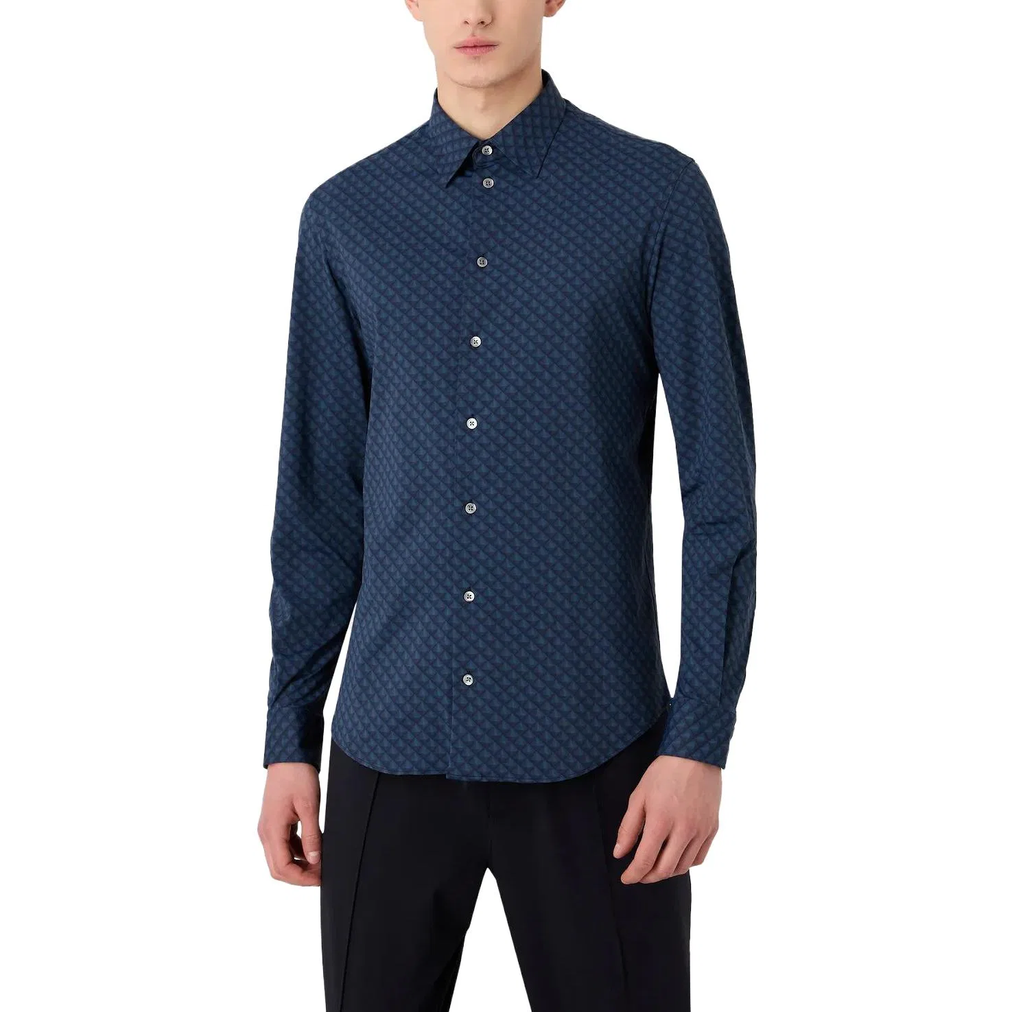 Мужская рубашка с отложным воротником EMPORIO ARMANI, Blue — фото 3