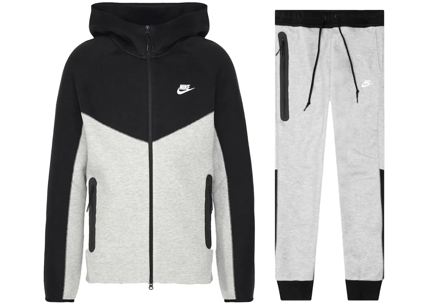 Мужской спортивный комплект из футера Tech Fleece с капюшоном и молнией Set Nike, Dark Grey Heather/Black/White