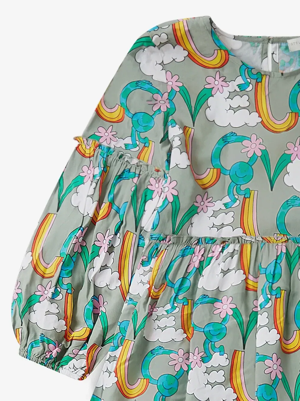 Платье с длинными рукавами и принтом Earth Friends Stella McCartney Kids, зеленый — фото 3