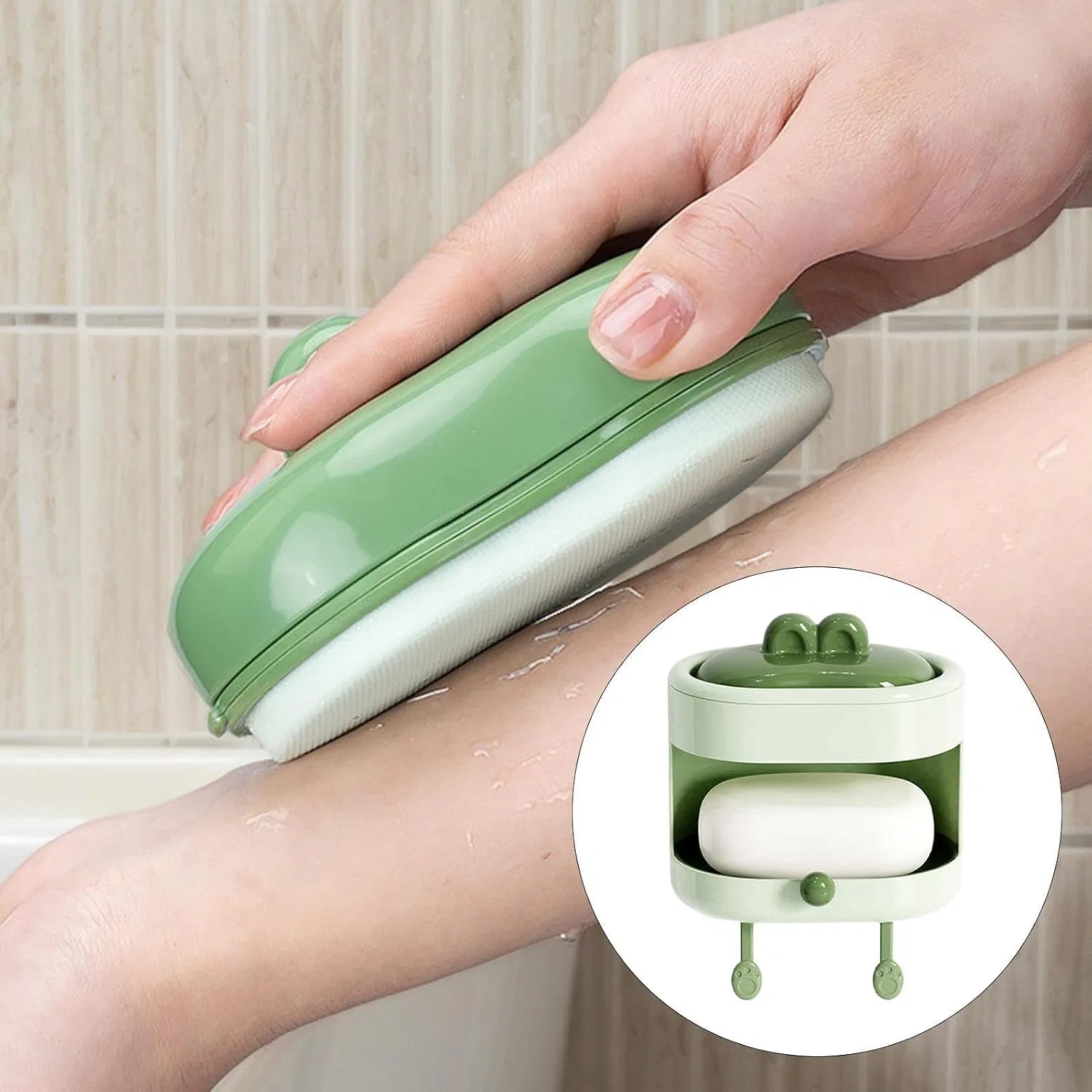 Двусторонняя щетка для тела Body Scrubber, зеленая Generisch — фото 3