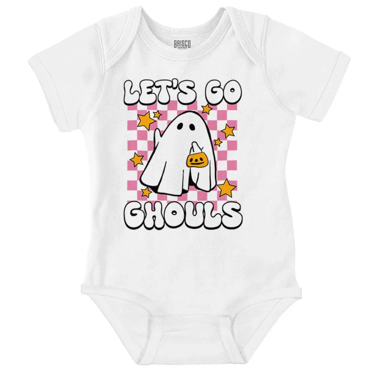 Детское боди для девочек с принтом Let's Go Ghouls Ghost Brisco Brands, White