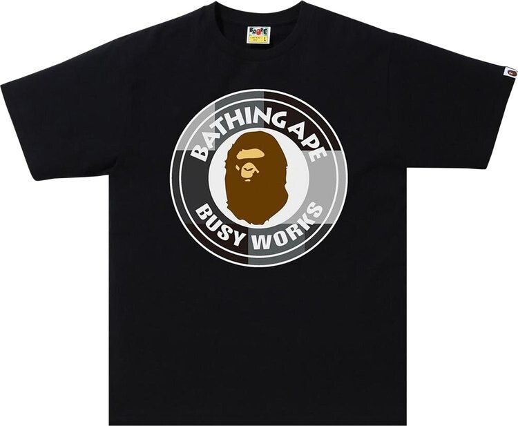 

Футболка BAPE Color Block Busy Works Tee 'Black', черный