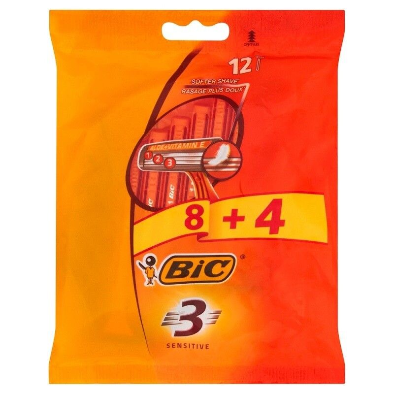 

BIC 3 Sensitive Pouch бритва для мужчин, 12 шт.