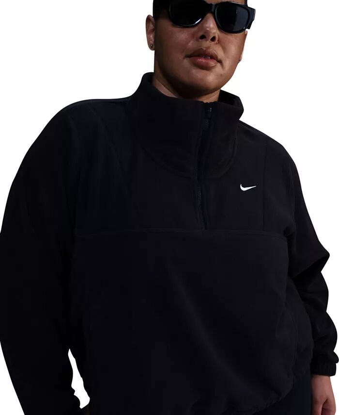 

Большой размер, один флисовый топ Therma-FIT с застежкой-молнией на 1/2 дюйма Nike, черный