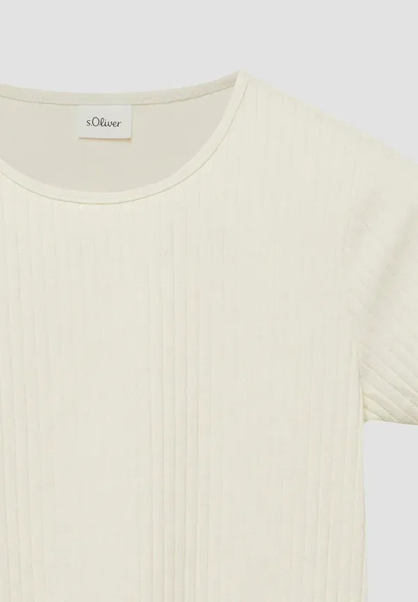 Футболка хлопковая Basic T-shirt S.Oliver, Creme, кремовый — фото 3