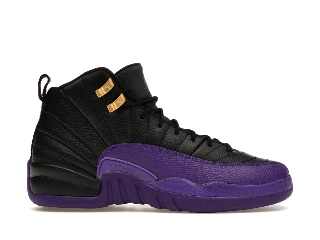 Детские кроссовки высокие с принтом Jordan 12 Retro Jordan, Black/Field Purple/Taxi