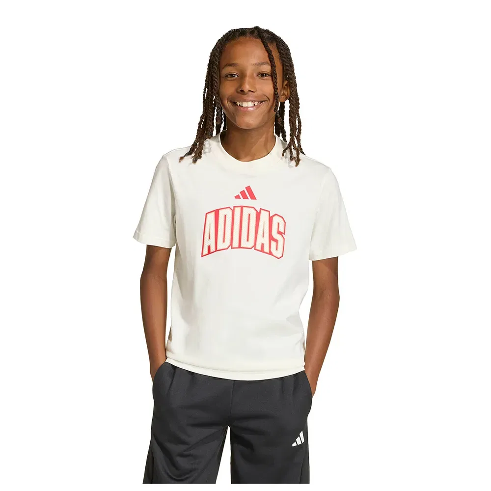 Детская футболка с принтом Stadium Lettering Adidas, White