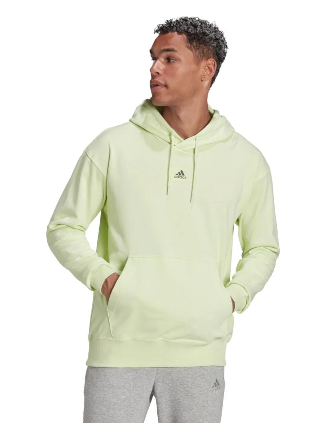 Мужское худи из хлопка Essentials FeelVivid Cotton Hoodie Adidas, Зеленый — фото 2