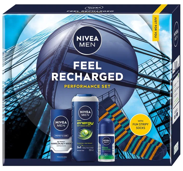 Набор косметики для мужчин Feel Recharged Nivea, Black Burgundy Floral — фото 2