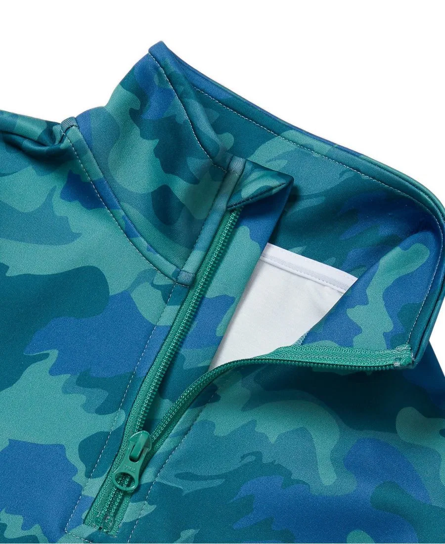 Детская куртка с четверть-молнией Clover Green Camo Lands' End — фото 3