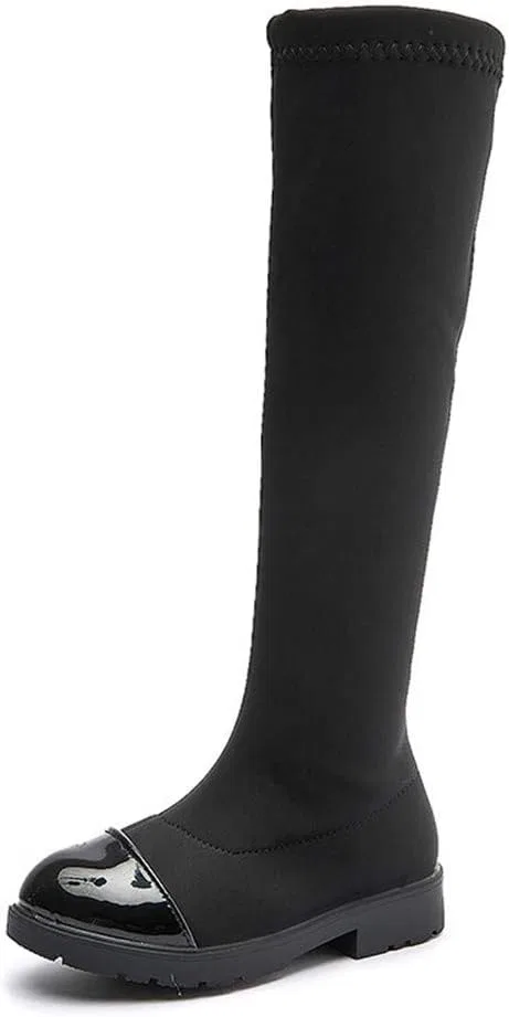 Детские сапоги для девочек с меховой подкладкой BININBOX, Black Fur Lining