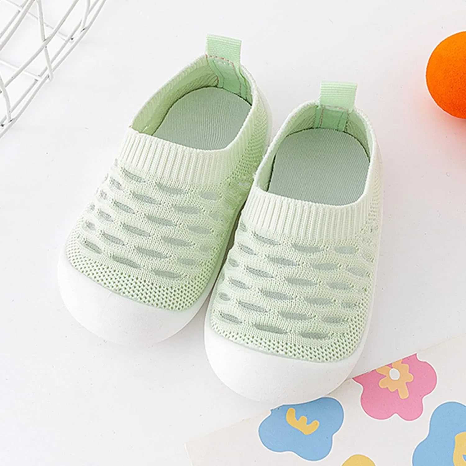 Детские кеды для мальчиков с перфорацией Slip On Socks Shoes, Green — фото 3