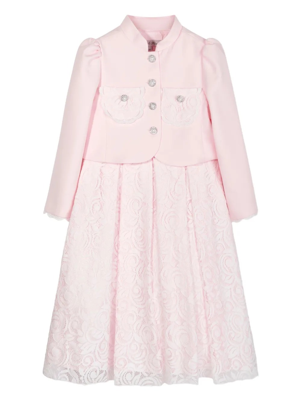 

Платье с кружевом и складками Dress & Fleur, розовый