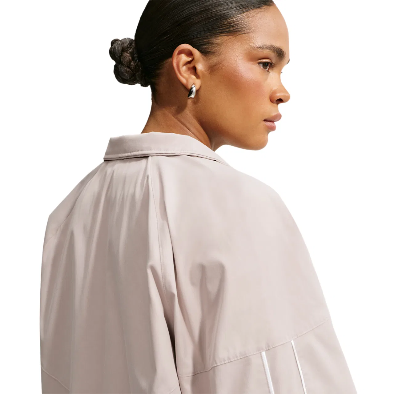 Женская куртка с длинным рукавом, оверсайз, Nike Essential OS Track Jacket, Nike, Cream Ii/White/White — фото 2