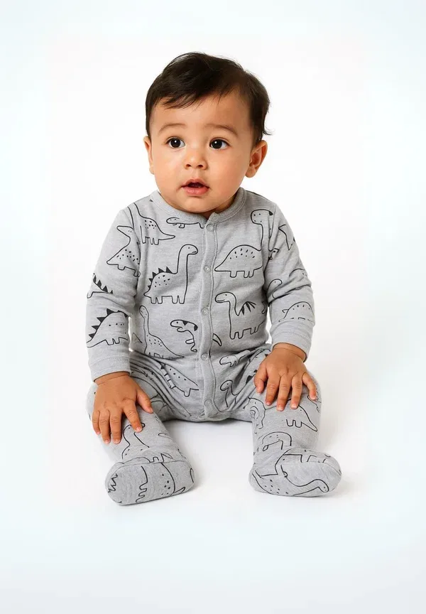 Комплект из 4 боди с длинным рукавом Sleep Suit Minoti, Mint Mottled Grey, серый
