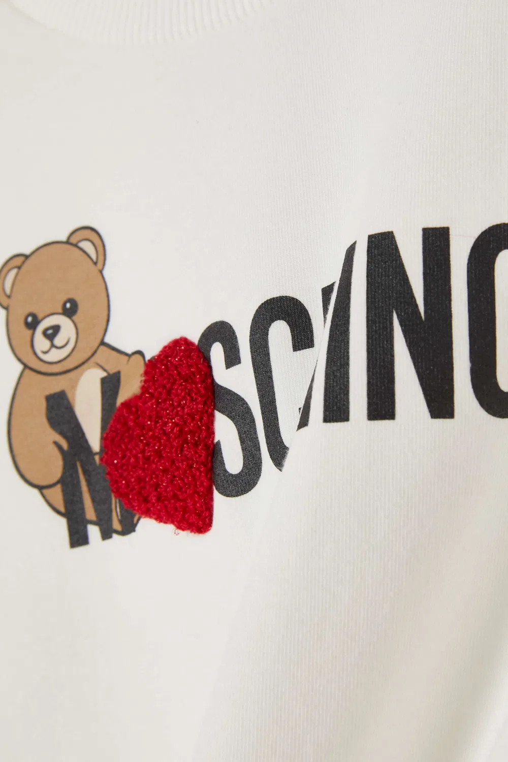 Футболка хлопковая с принтом логотипа и сердец Moschino, белый — фото 2