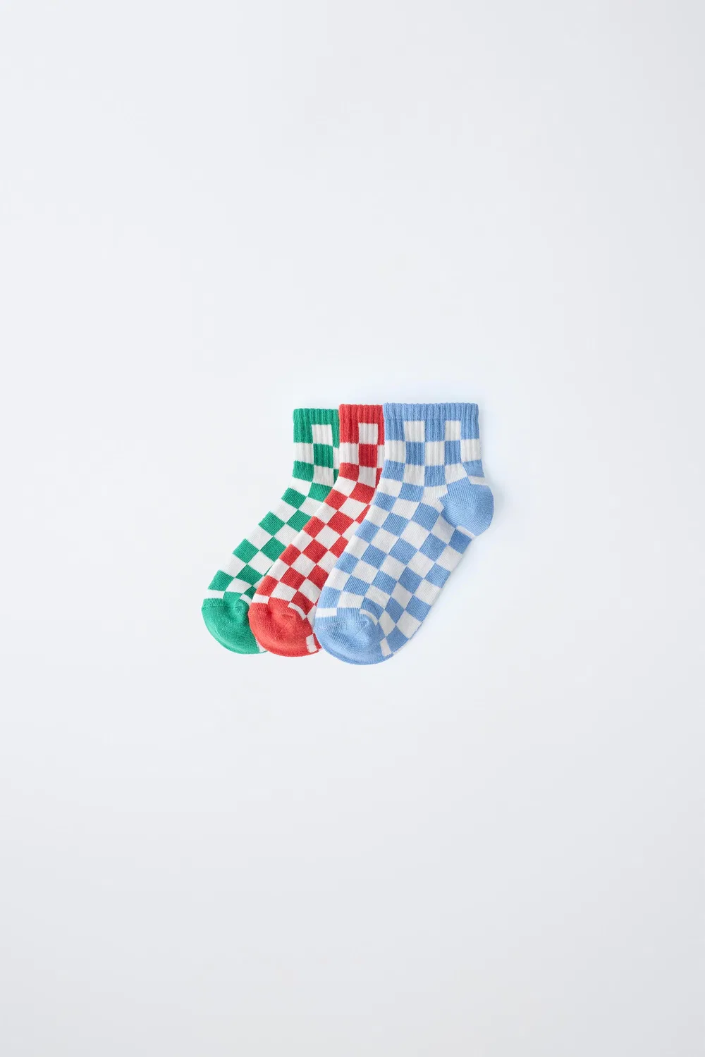 Набор из 3 носков до щиколотки в клетку ZARA, Multicoloured