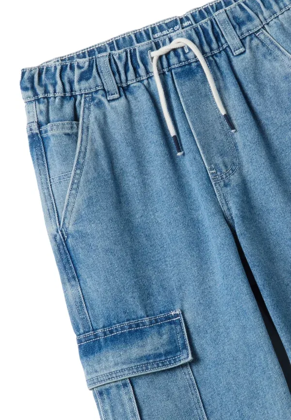 Брюки с карго-карманами, деним, Blend with cargo pockets, Ovs, denim blue, синий — фото 3