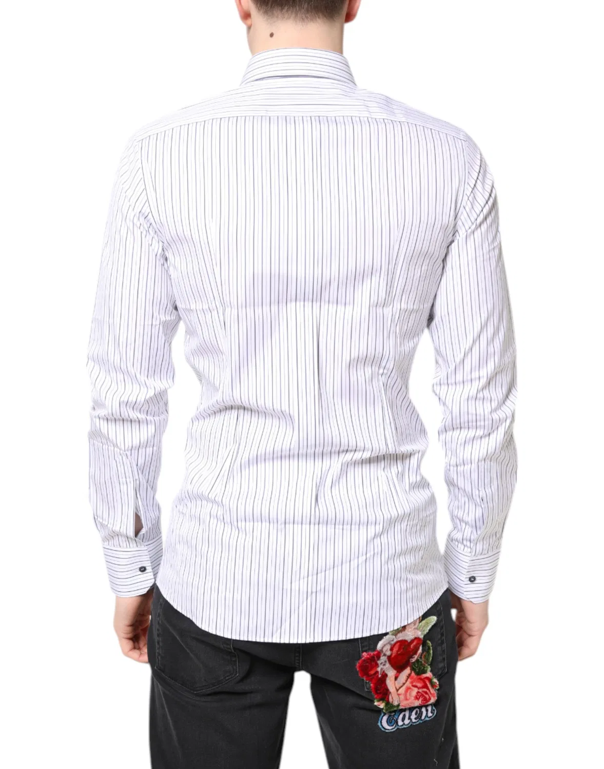 Мужская рубашка классическая с длинным рукавом White Stripes GOLD Dolce & Gabbana, White — фото 4
