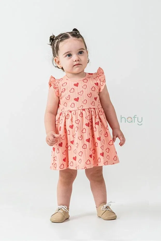 Детское платье для девочек с принтом Ruffled Heart Pattern Hafy Baby, Red