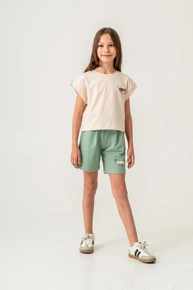 Детский комплект для девочек с принтом Havana Mışıl Kids, Mint Green — фото 3