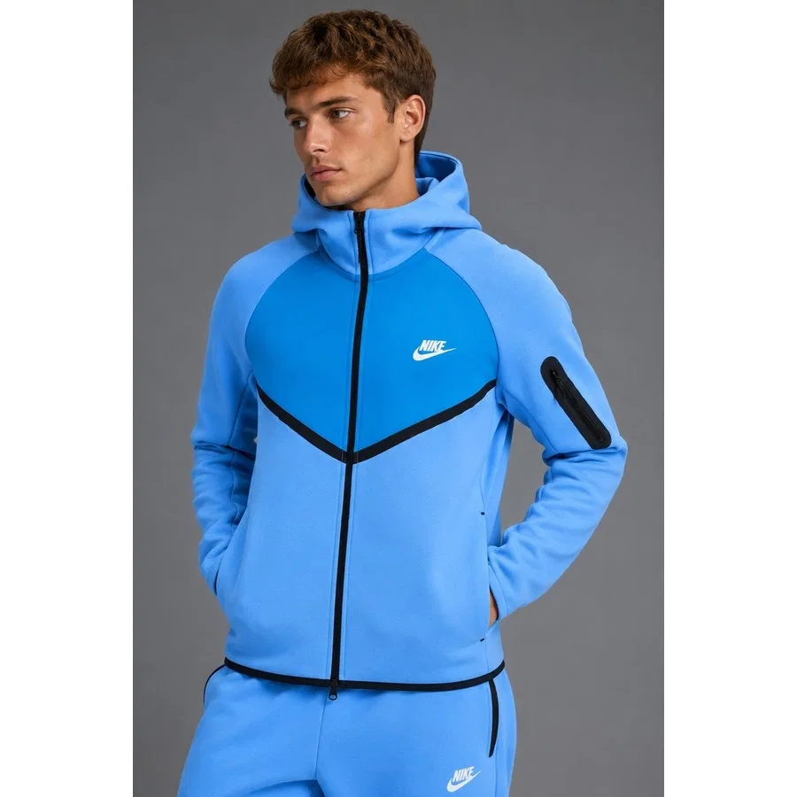 Мужской свитшот с капюшоном и молнией Tech Fleece Mix Nike, Синий