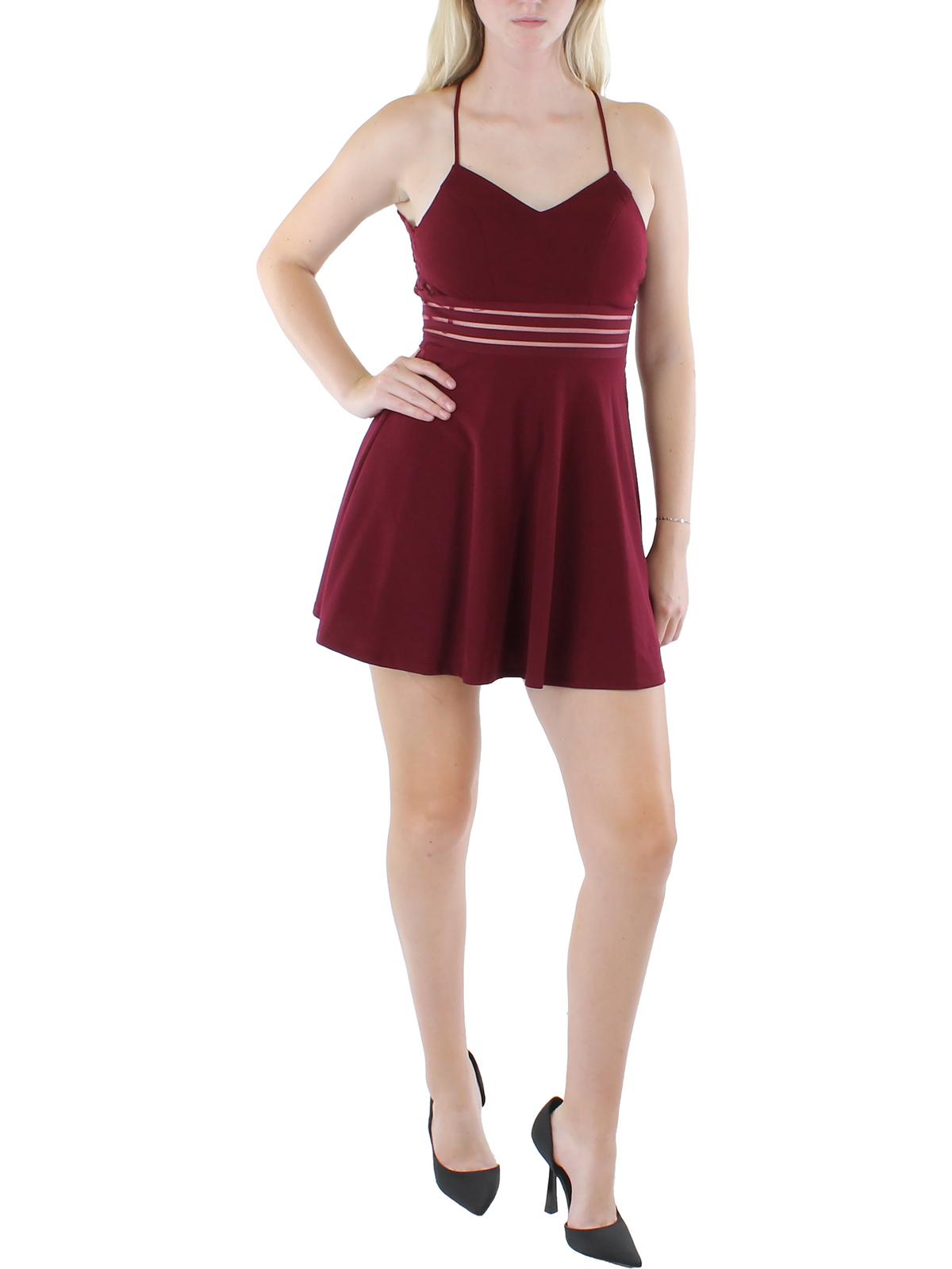 

Платье Juniors Womens Illusion Mini Fit & Flare City Studios, цвет deep ruby