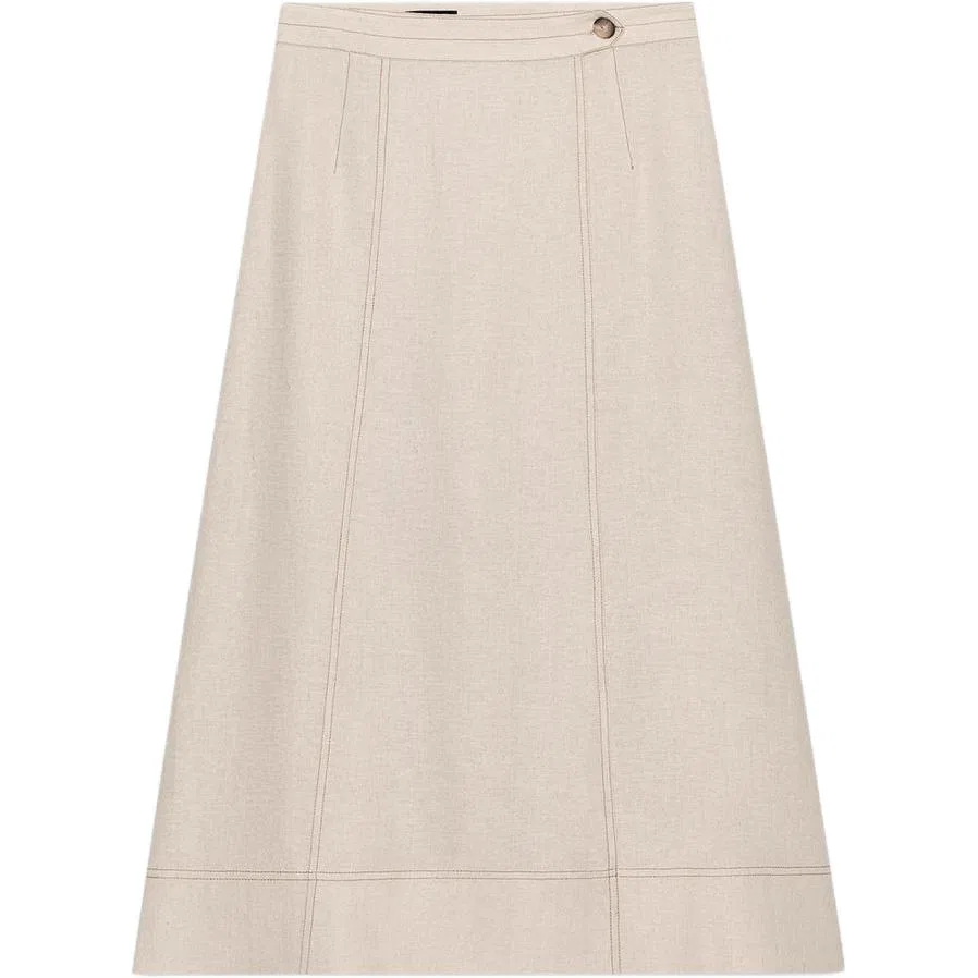 Женская юбка-трапеция Casual Long Skirts Light Beige ZARA, Light Beige