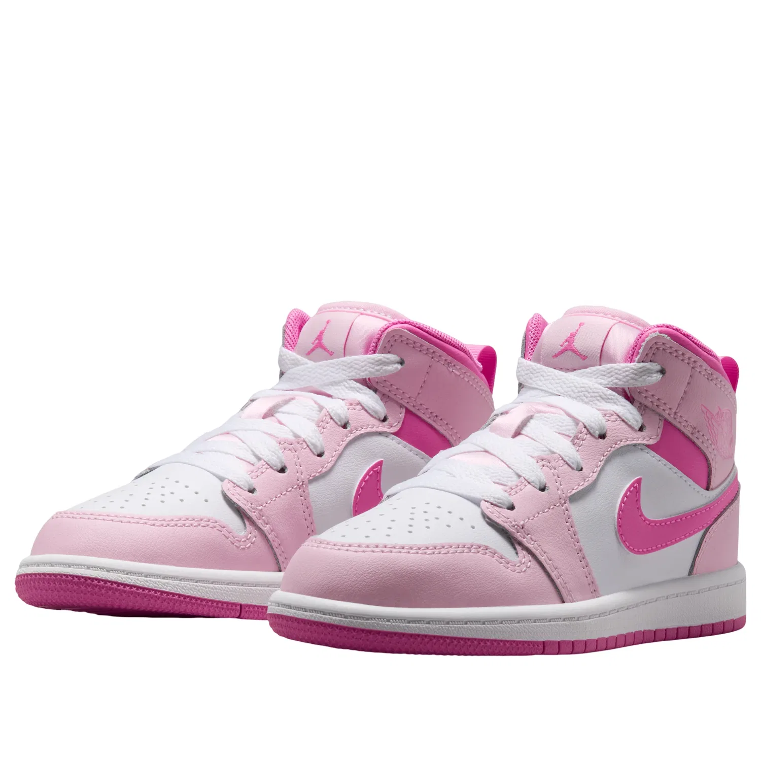 Детские кроссовки с кожаным верхом Air Jordan 1 Mid 'Pink Foam China Rose' Jordan, Pink Foam/China Rose/White/Pink Foam — фото 4