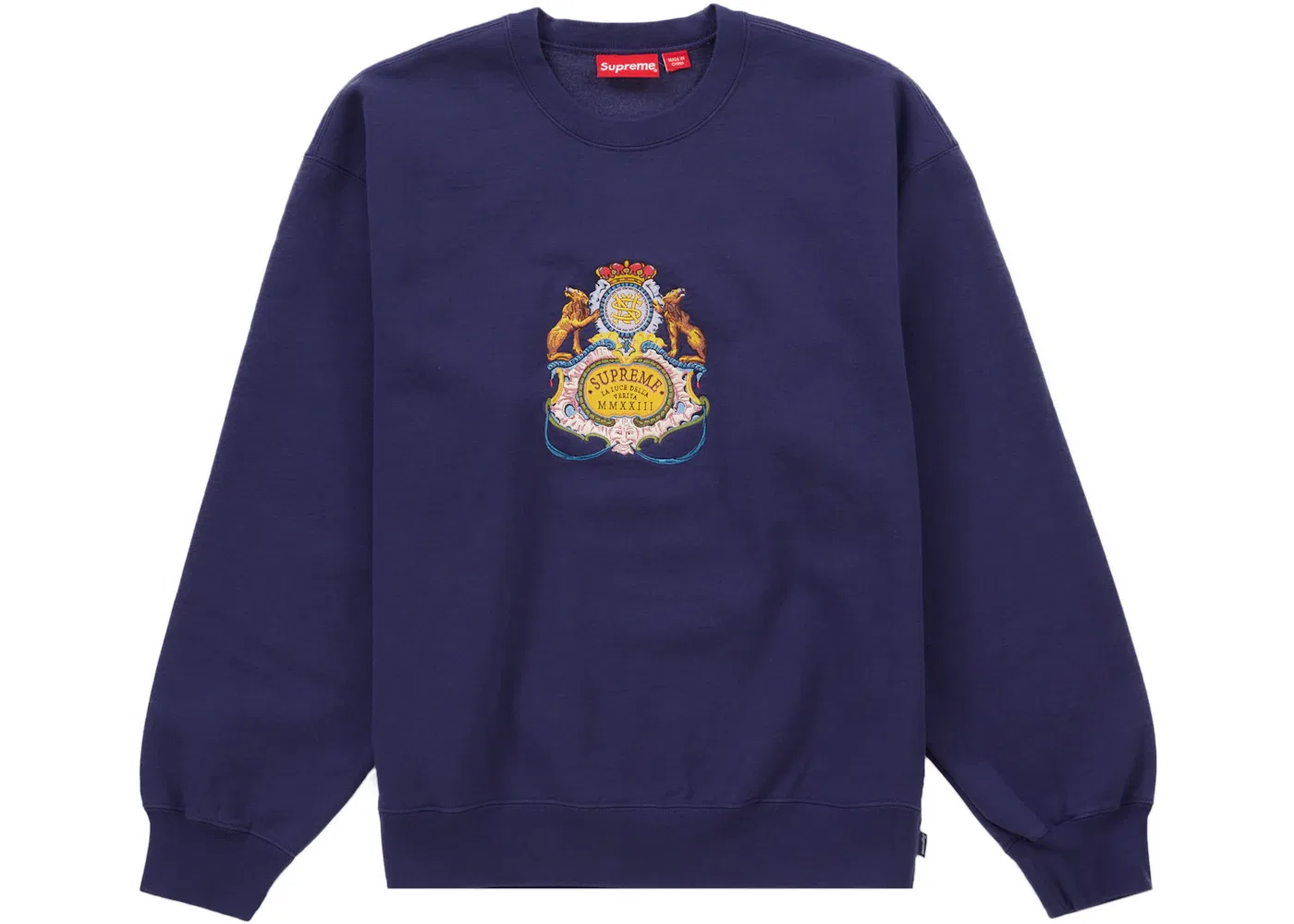 Мужской свитшот с длинным рукавом Supreme, Washed Navy