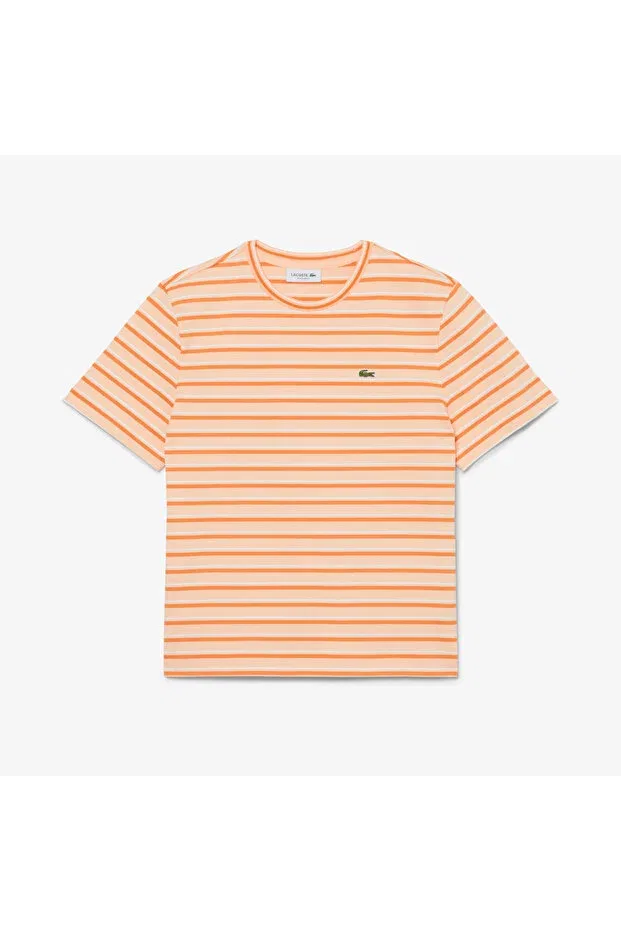 Футболка Lacoste 4aw-Orange, полосатая, оранжевая — фото 4