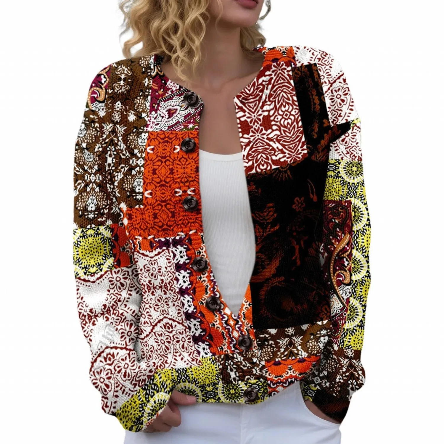Женский кардиган с принтом Vintage Floral Print, Multi-coloured