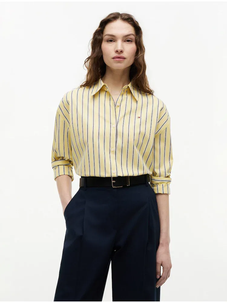 Рубашка с длинным рукавом, хлопковая, Summer Poplin Box TOMMY HILFIGER, Lemon