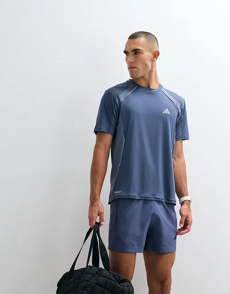 Технологическая тренировочная футболка Adidas, темно-синий — фото 3