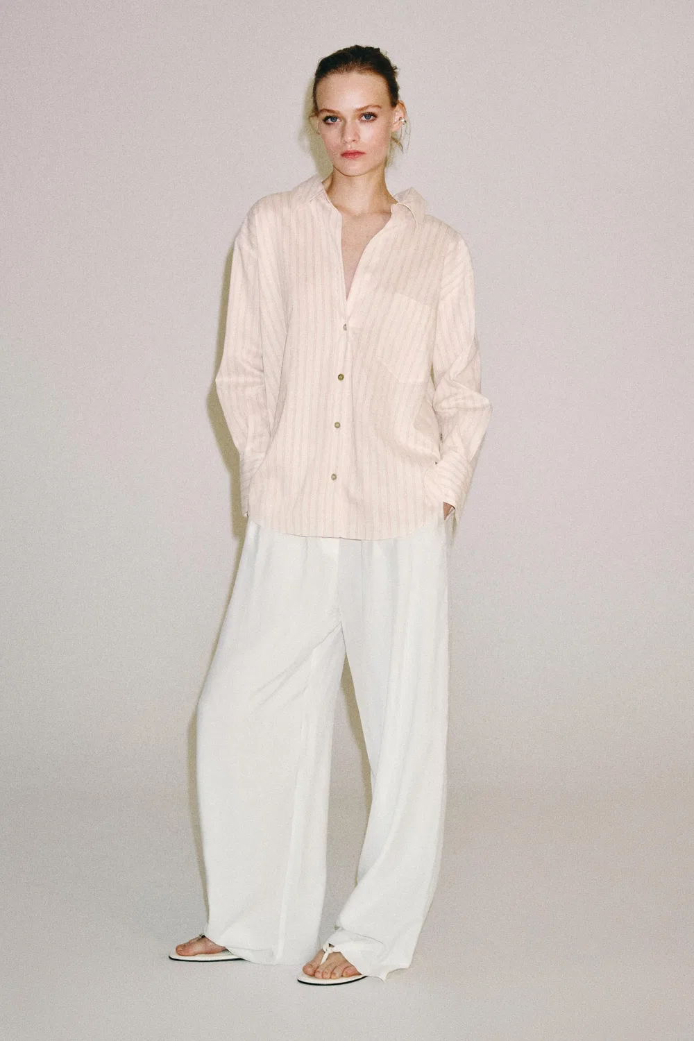 Полосатая рубашка из коллекции ZW ZARA, Pink/White — фото 3