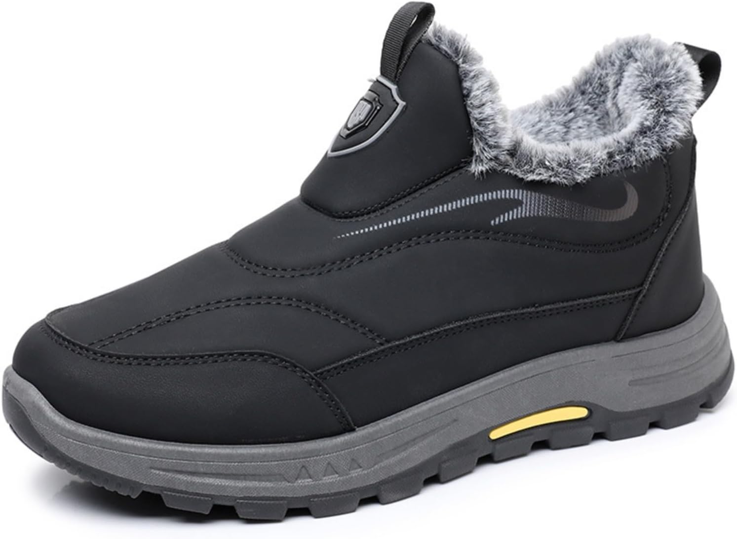 

Мужские зимние слипоны Azttoztto с плюшевой подкладкой, удобные повседневные обувь с противоскользящей подошвой, мягкие снегоступы для дома и улицы для холодной погоды, черный