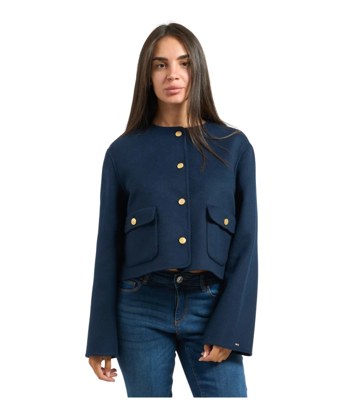 

Куртка из синей шерстяной смеси, современный крой. Tommy Hilfiger, синий