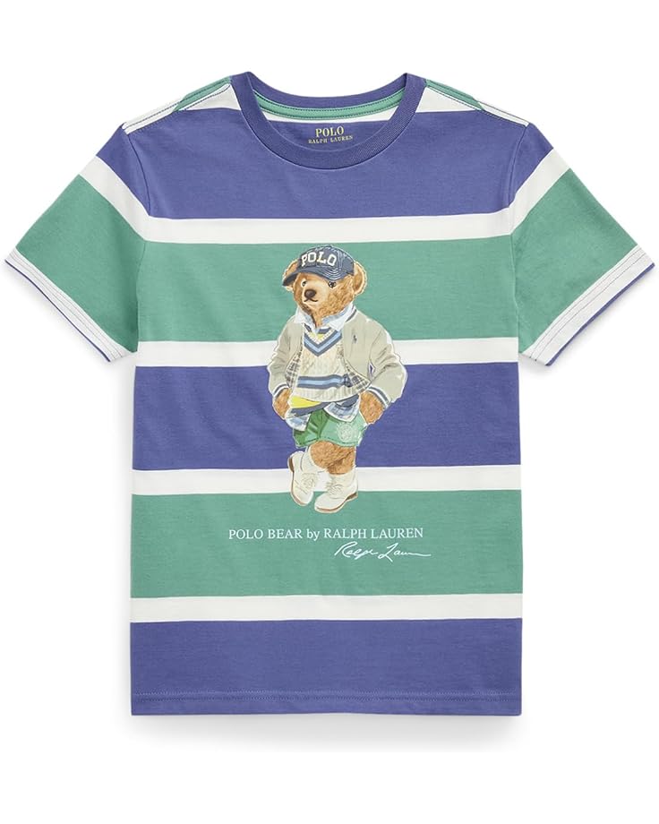 

Футболка Polo Ralph Lauren Kids Polo Bear Striped Cotton Jersey Tee, цвет Fairway Green Multi Bear